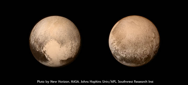 Pluto von zwei Seiten gesehen