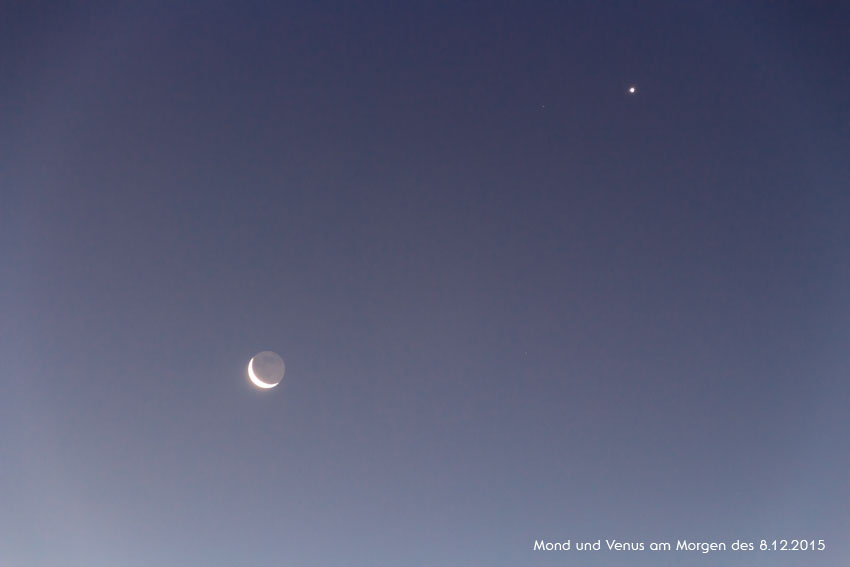 Venus und Mondsichel am 8.12.2015