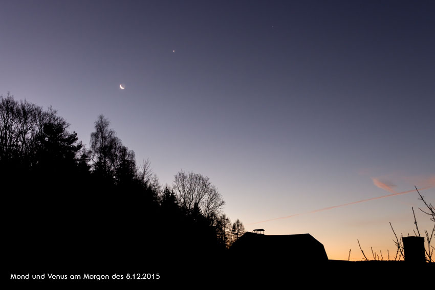 Venus und Mondsichel am 8.12.2015