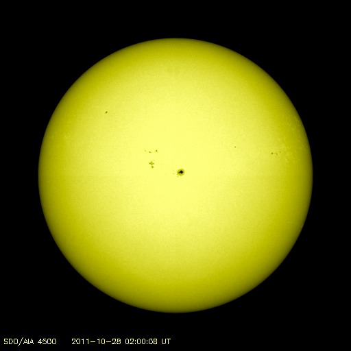 Sonnenflecken am 28.10.2011, aufgenommen von SDO